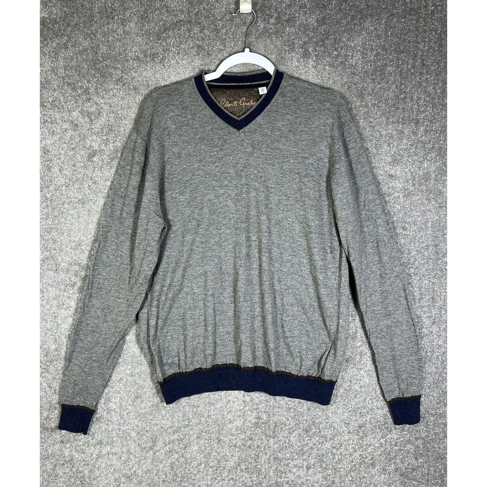 Robert Graham Sweater Mens Size XL Merino Wool Blend Classic Fit V-Neck Pullover